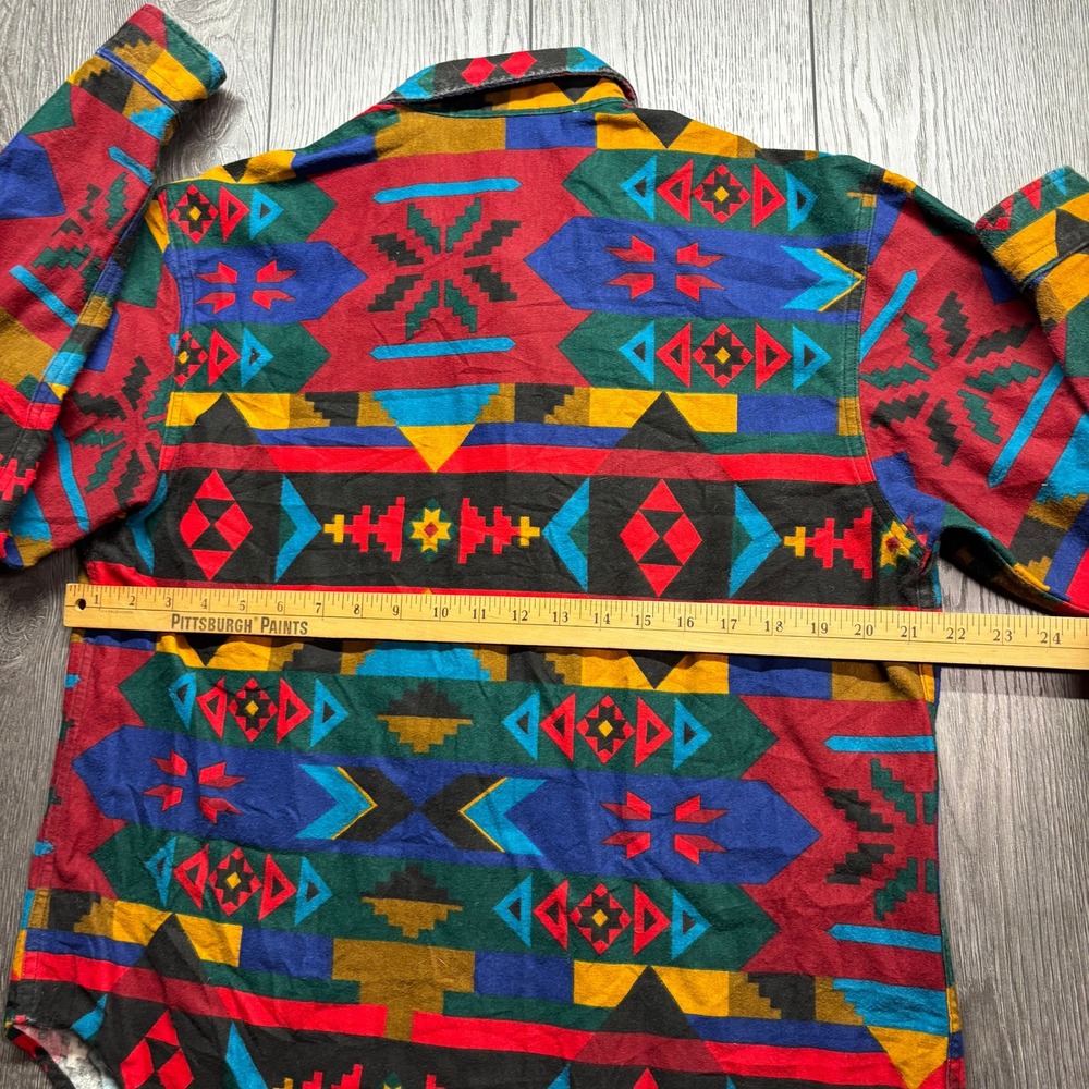 Vintage Woolrich Mens XL Southwestern Aztec Flannel Shirt Made USA Multi Color - Picture 8 of 9